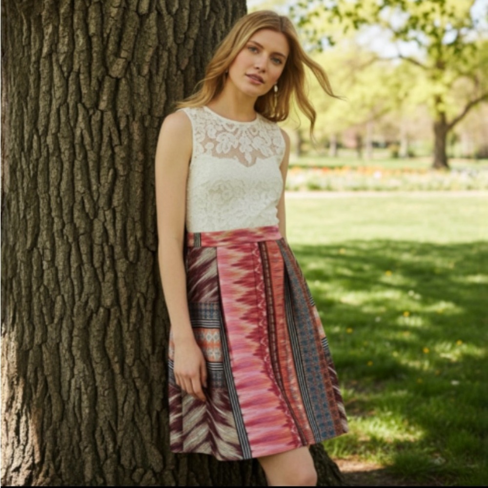 Weston Wear By Anthropologie Mismado Lace Pleated Dress Size 8 - Picture 1 of 15